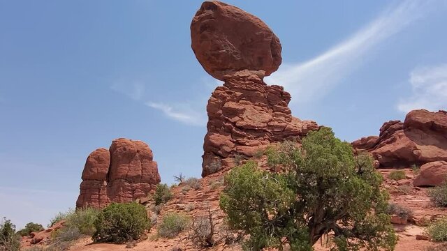 Natural Wonders and Beauty of Arches National Park, Utah USA. Unique Red Rock Formations in Desert Landscape