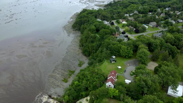 Rural Town of Beaumont, Quebec on Coast of the Saint Lawrence River, Aerial