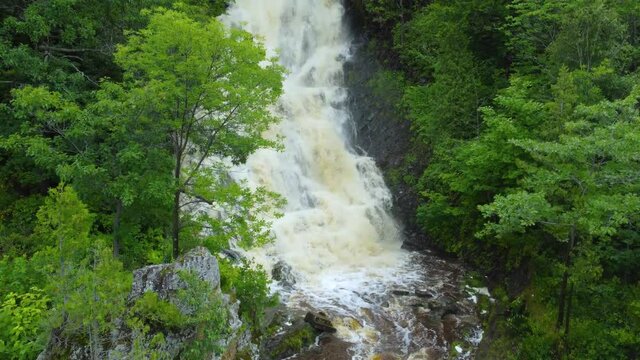 Beautiful Canadian Nature Scenery by Waterfall in Beaumont, Quebec - Aerial