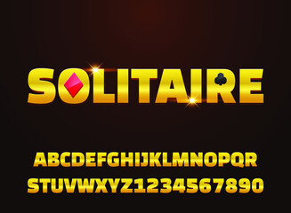 golden solitaire with diamond and club text effect