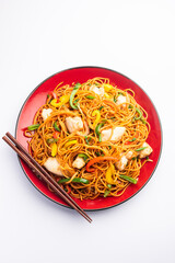 Chicken Hakka noodles or Schezwan or Szechwan noodles