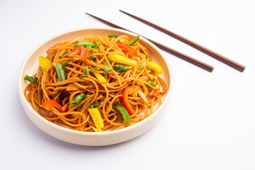 Schezwan Noodles or Szechwan vegetable Hakka Noodles