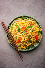 Schezwan Noodles or Szechwan vegetable Hakka Noodles