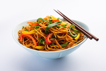 Schezwan Noodles or Szechwan vegetable Hakka Noodles