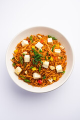 Schezwan or Szechuan paneer fried rice with