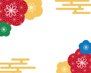 梅と雲の和風フレーム