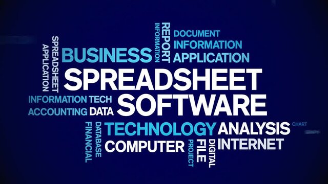 Spreadsheet Software Animated Tag Word Cloud;Text Design Animation typography seamless loop.