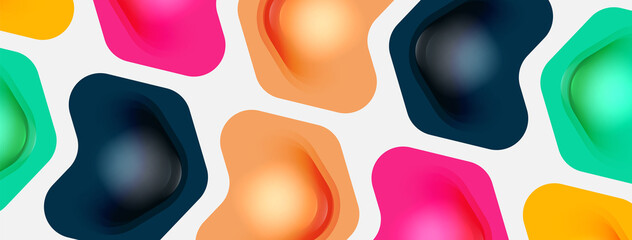 Color arrow shapes on white backdrop. Minimal geometric abstract background. Vector illustration for wallpaper banner background or landing page