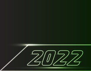 Happy new year 2022 background in realistic neon light style
