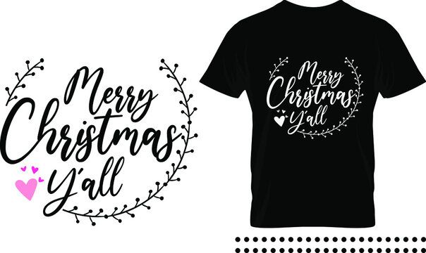 Funny Christmas saying typography print design. Merry christmas y'all vector quote