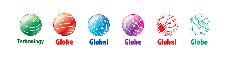 A set of abstract vector logos of the global network