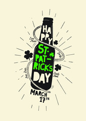 St Patrick's Day in doodle style template. Vector/illustration.