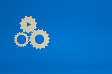 3D illustration of a gear on a blue background