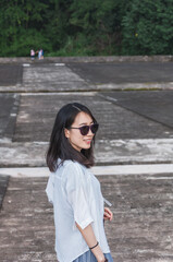 Fototapeta premium Women traveling outdoors in summer