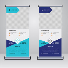 Medical simple roll up banner design template vector