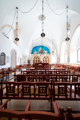 jerusalem-israel. An inside view of the main ancient synagogue in the Old City of Jerusalem from...