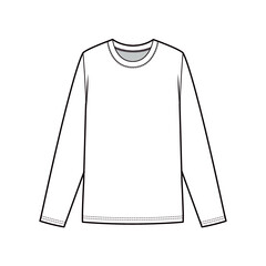 Long Sleeve Tee Fashion Flat Sketch Template