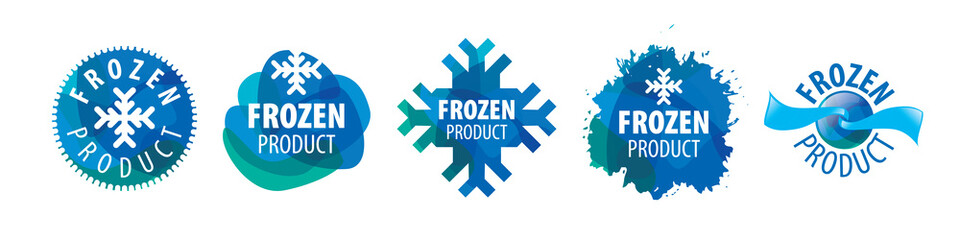 A set of vector logos of Frozen food on a white background