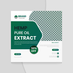 cbd & Hemp oil Product Social Media Banner Template Design, hemp product Sale Promotion  CBD oil social media post with green gradient used in the template