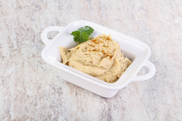 Traditional Jewish Hummus with olive oil