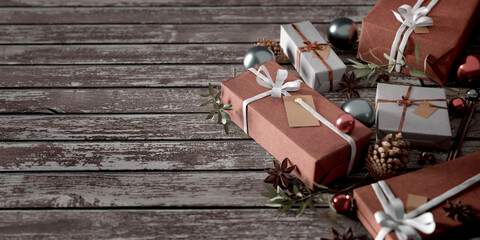 Christmas background with christmas decoration - 3d rendering