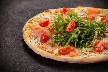 Italian Pizza with salmon and cheese