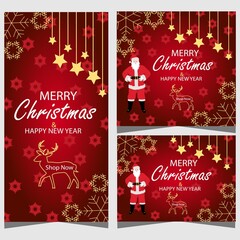 Merry Christmas and Happy New Year template.  Illustration can be used for Christmas design, posters, cards, websites and banners.