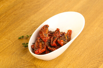 Sun-dried natural Italian tomato in the bowl
