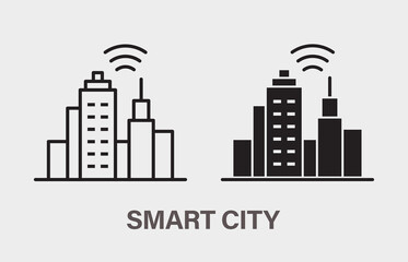 Smart city icon on white background. Vector illustration.