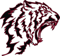 wild tiger logo for gaming team in red color