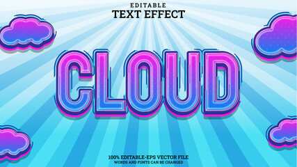 3D Text Effect Editable Cloud Premium Vector