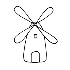 Mill vector illustration, hand drawing doodle