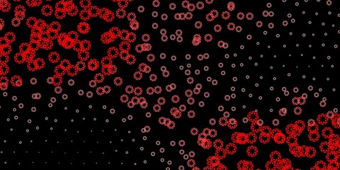 Dark red vector background with bubbles.