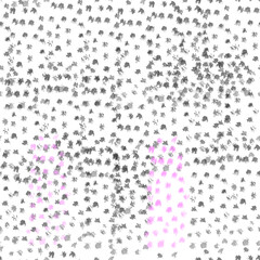 seamless repeat pattern with round shapes in pastel pink and black dots texture on white background. Modern and original textiles, wrapping paper, wall art designs.