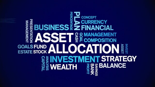 Asset Allocation Animated Tag Word Cloud;Text Design Animation typography seamless loop.