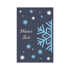 Winter sale. Banner, poster, flyer. Vector stock illustration. Simple minimalistic background. Flat design