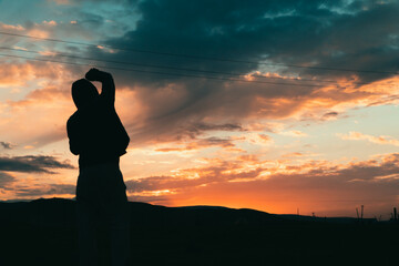 Silhouette of a man in the sunset