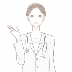 案内している女性医師