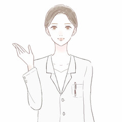 案内している女性医師