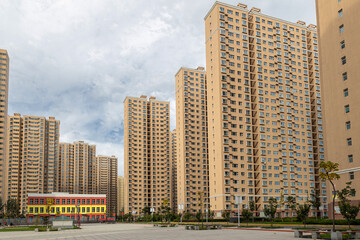The residential quarter bristles with tall buildings