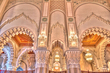 Fototapeta na wymiar Hassan II mosque interior, Casablanca, HDR Image