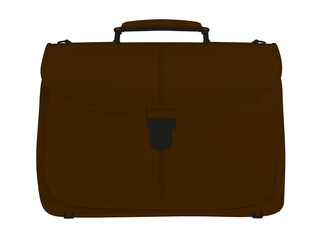 Brown business suitcase isolated on white background. Front view. 3D. Vector illustration