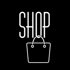 Shop word sign icon isolated on dark background