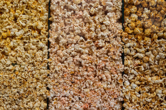 Popcorn background. Popcorn texture. Popcorn texture background. Hundreds popcorns background. High resolution, clean macro image.