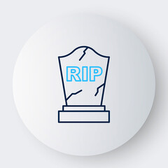Line Tombstone with RIP written on it icon isolated on white background. Grave icon. Happy Halloween party. Colorful outline concept. Vector