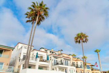 Fototapeta na wymiar Low angle view of mediterranean style building residences at La Jolla, California