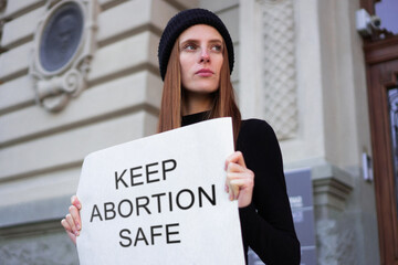Pro-choice supporters protested in front of the courthouse against anti-abortion law.
