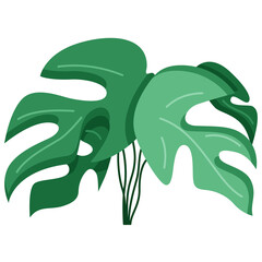jungle leafs sticker in Mesozoic era for decorating the nursery, for children, illustration in a flat style isolated on a white. Vector illustration