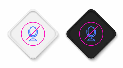 Line Mute microphone icon isolated on white background. Microphone audio muted. Colorful outline concept. Vector