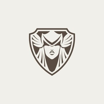 female vakyrie logo. vector illustration for business logo or icon